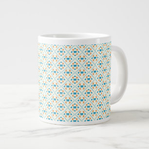 Caneca De Café Grande Lindo Laço Geométrico de Azulejo Creme Coquete