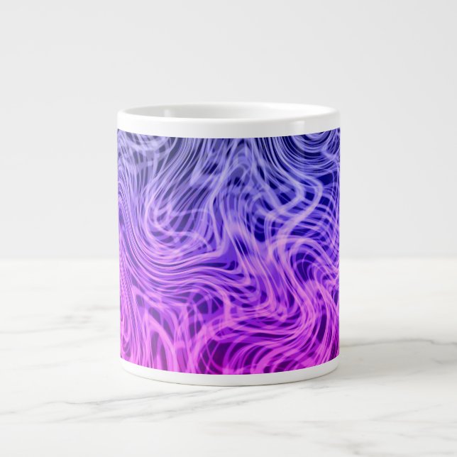Caneca De Café Grande Linear2 distorcido - Púrpura de café (Frente)