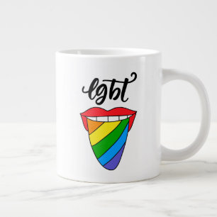 Caneca De Café Grande Língua arco-íris LGBT