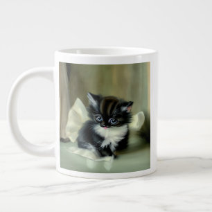 Caneca De Café Grande Língua Vintage de Cristóvão Preto e Branco