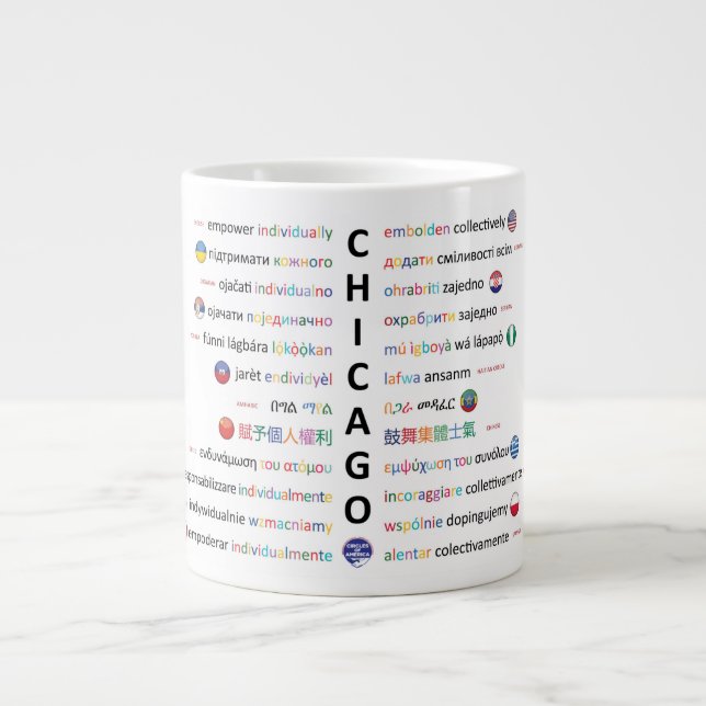 Caneca De Café Grande Línguas de Chicago (Frente)