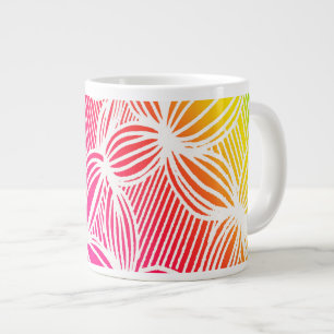 Caneca De Café Grande Linhas arco-íris curvas