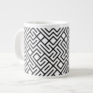Caneca De Café Grande Linhas em Telha Generativas (Linha Preta) Únicas