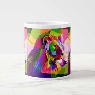 Caneca De Café Grande Lion Colorful Pop Prismatic Art Design-62501