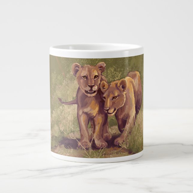Caneca De Café Grande Lion Cubs (Frente)