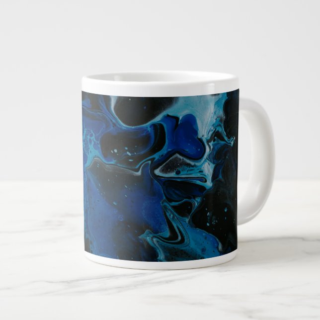 Caneca De Café Grande Líquido psicodélico azul escuro (Frente Esquerda)