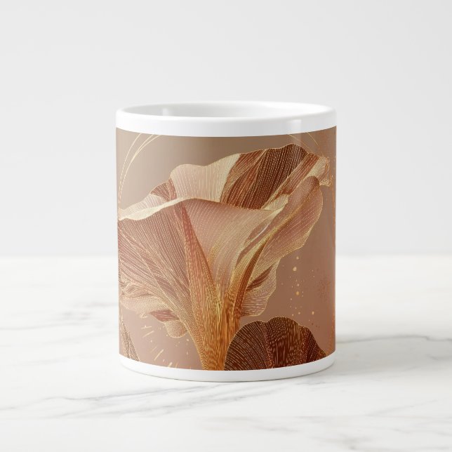 Caneca De Café Grande Lírio Calla Laranja Queimada Botânico (Frente)
