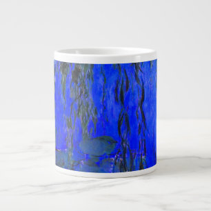 Caneca De Café Grande Lírios de água monet e ramificações de salgueiro