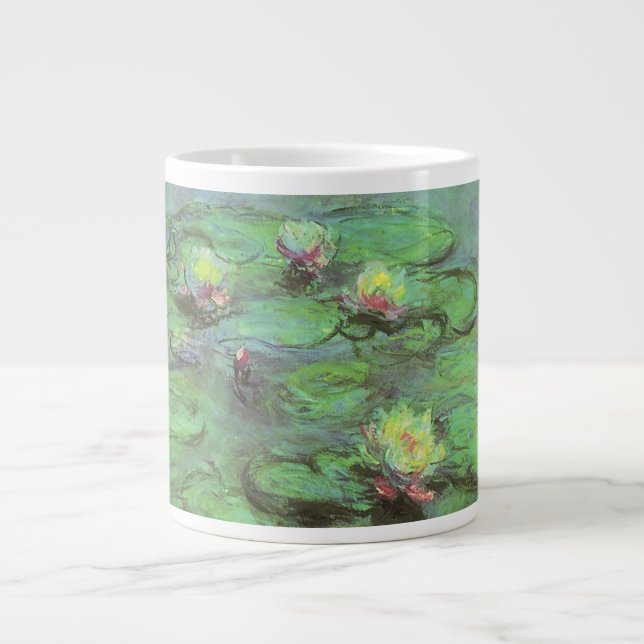 Caneca De Café Grande Lírios de Claude Monet, Impressionismo venenoso (Frente)
