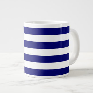 Caneca De Café Grande Listras azuis e brancas