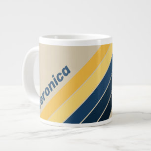 Caneca De Café Grande Listras de Areia de Praia Vintage com Nome