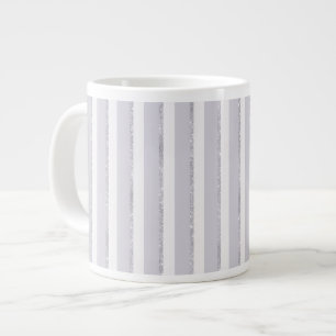Caneca De Café Grande Listras de Brilho Roxo Lavanda Branco