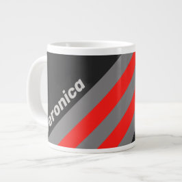 Caneca De Café Grande Listras de Céu Tempestuoso Retro com Nome