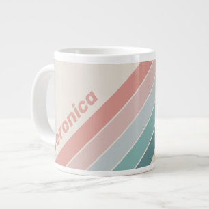 Caneca De Café Grande Listras de Conchas do Mar Macias Vintage com Nome