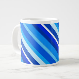 Caneca De Café Grande Listras de doces em camadas - cobalto e azul claro