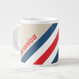 Caneca De Café Grande Listras de Esquadrão Vintage com Nome
