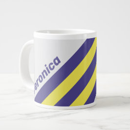 Caneca De Café Grande Listras de Limão Elétrico Retrô com Nome de Uva