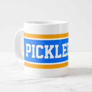 Caneca De Café Grande Listras de PICKLEBALL Laranja Azul Brilhante Atlét