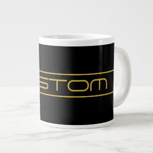 Caneca De Café Grande Listras de texto e linha douradas elegantes e mode