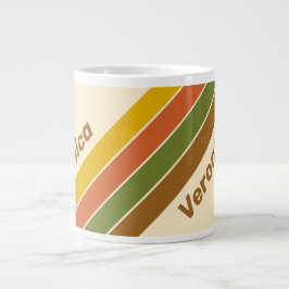 Caneca De Café Grande Listras de Trevo ao Nascer do Sol com Nome
