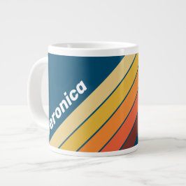 Caneca De Café Grande Listras do Estilo Vintage do Oceano com Nome