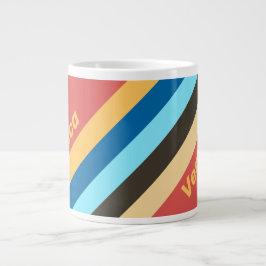 Caneca De Café Grande Listras do Murmúrio Retrô com Nome