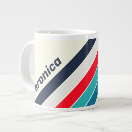 Caneca De Café Grande Listras do Oceano Vintage com Nome