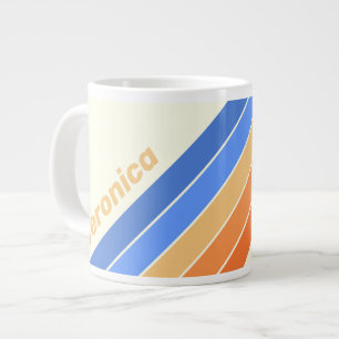 Caneca De Café Grande Listras do Sol do Oceano Vintage com Nome
