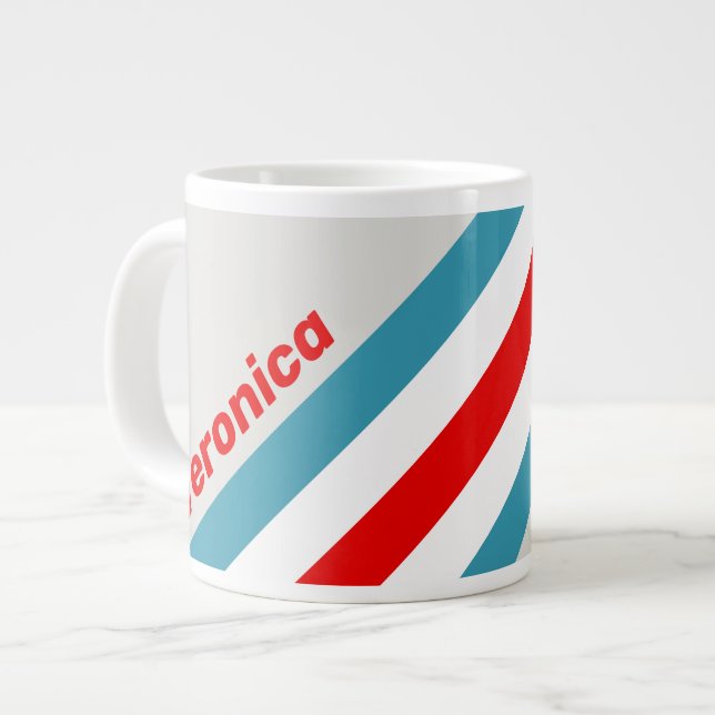Caneca De Café Grande Listras do Thunderbird com Nome (Frente Esquerda)