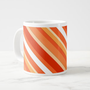Caneca De Café Grande Listras doces em camadas - laranja e branco