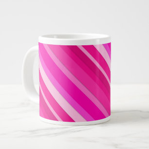 Caneca De Café Grande Listras doces em camadas - rosa e fuchsia