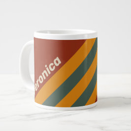 Caneca De Café Grande Listras Laranja Antigas com Nome