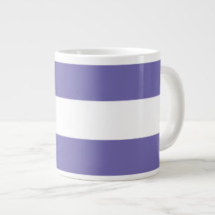 Caneca De Café Grande Listras Náuticas Brancas Púrpuras Clássicas