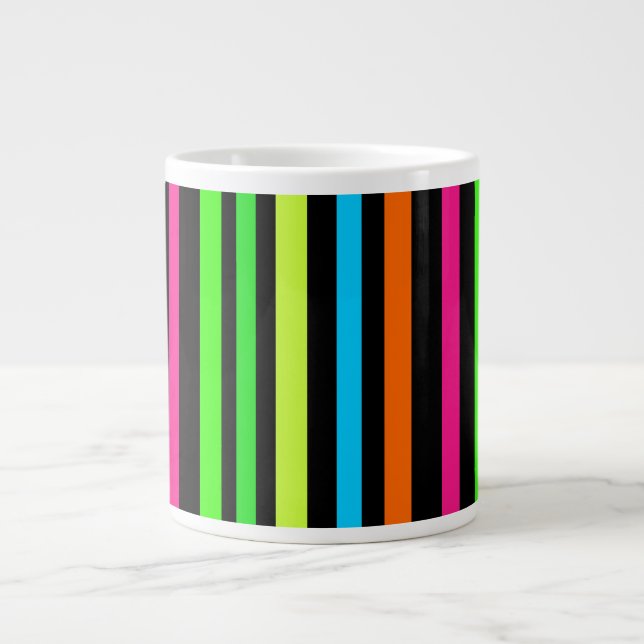 Caneca De Café Grande Listras neon (Frente)