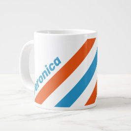 Caneca De Café Grande Listras Nostálgicas de Verão com Nome