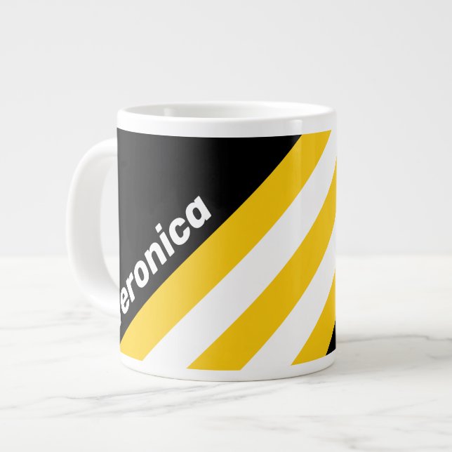 Caneca De Café Grande Listras Nostálgicas do Bumblebee com Nome (Frente Esquerda)