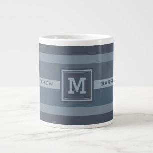 Caneca De Café Grande Listras Padrões de canetas de monograma personali