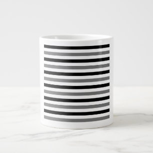 Caneca De Café Grande Listras pretas e brancas design