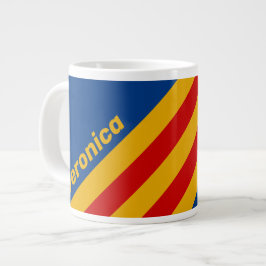 Caneca De Café Grande Listras Quentes e Retrô com Nome