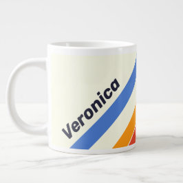 Caneca De Café Grande Listras retrô cinco com Nome