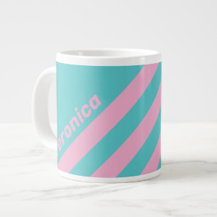Caneca De Café Grande Listras Retro da South Beach com Nome