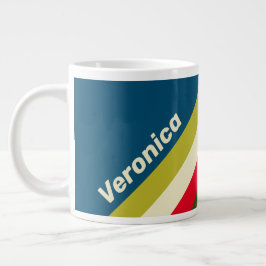 Caneca De Café Grande Listras Retrô de Rugby com Nome