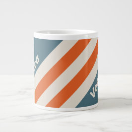 Caneca De Café Grande Listras retrô de Surfside com nome