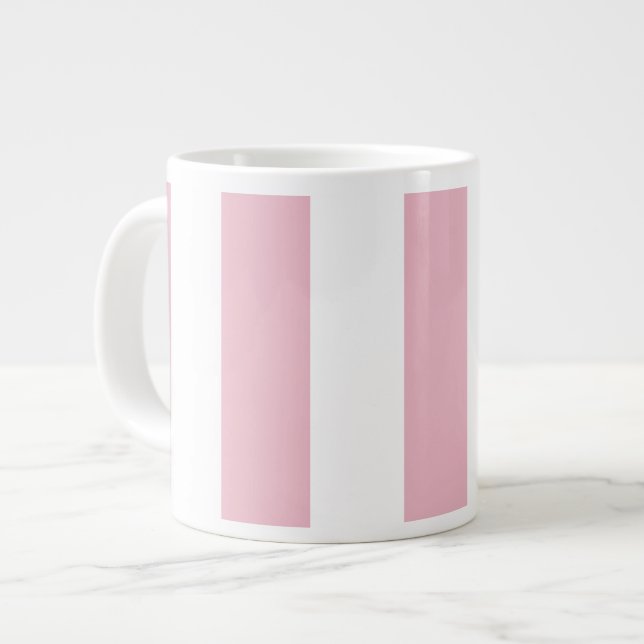 Caneca De Café Grande Listras Rosa, Listras Brancas, Padrões Laminados (Frente Esquerda)