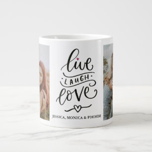 Caneca De Café Grande Live, Laugh, Love Personalised Photo Mug