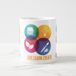 Caneca De Café Grande Live.Learn.Crie Jumbo Coffee Mug