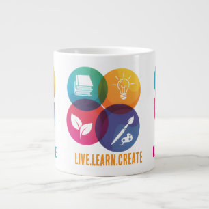 Caneca De Café Grande Live.Learn.Crie Jumbo Coffee Mug