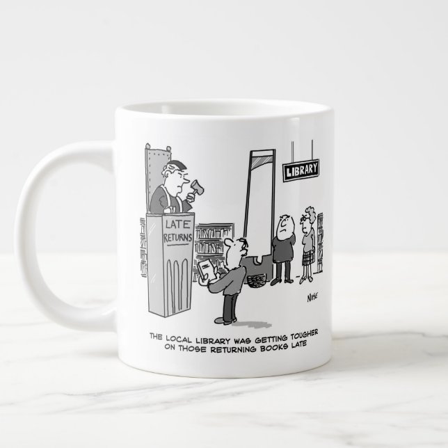 Caneca De Café Grande Livro de Biblioteca Atrasado. Penalidade grave par (Esquerda)