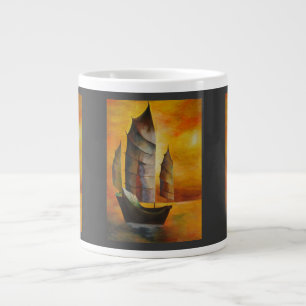Caneca De Café Grande Lixo chinês em Ochre e amarelo