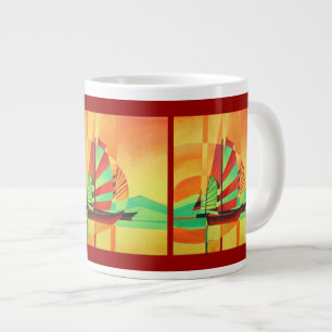 Caneca De Café Grande Lixo Chinês Veleja para Curto em Cubismo Arte Geog